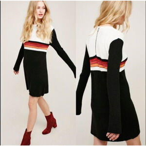 Free People colorblock sweater dress with bright orange red and pink ombre sz XS